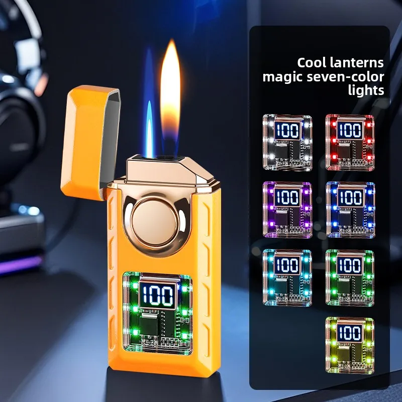 

Creative Sound Control Ignition Dual Fire Gas Lighter with Battery Display USB Electric Lighter Jet Fire Open Flame Switch