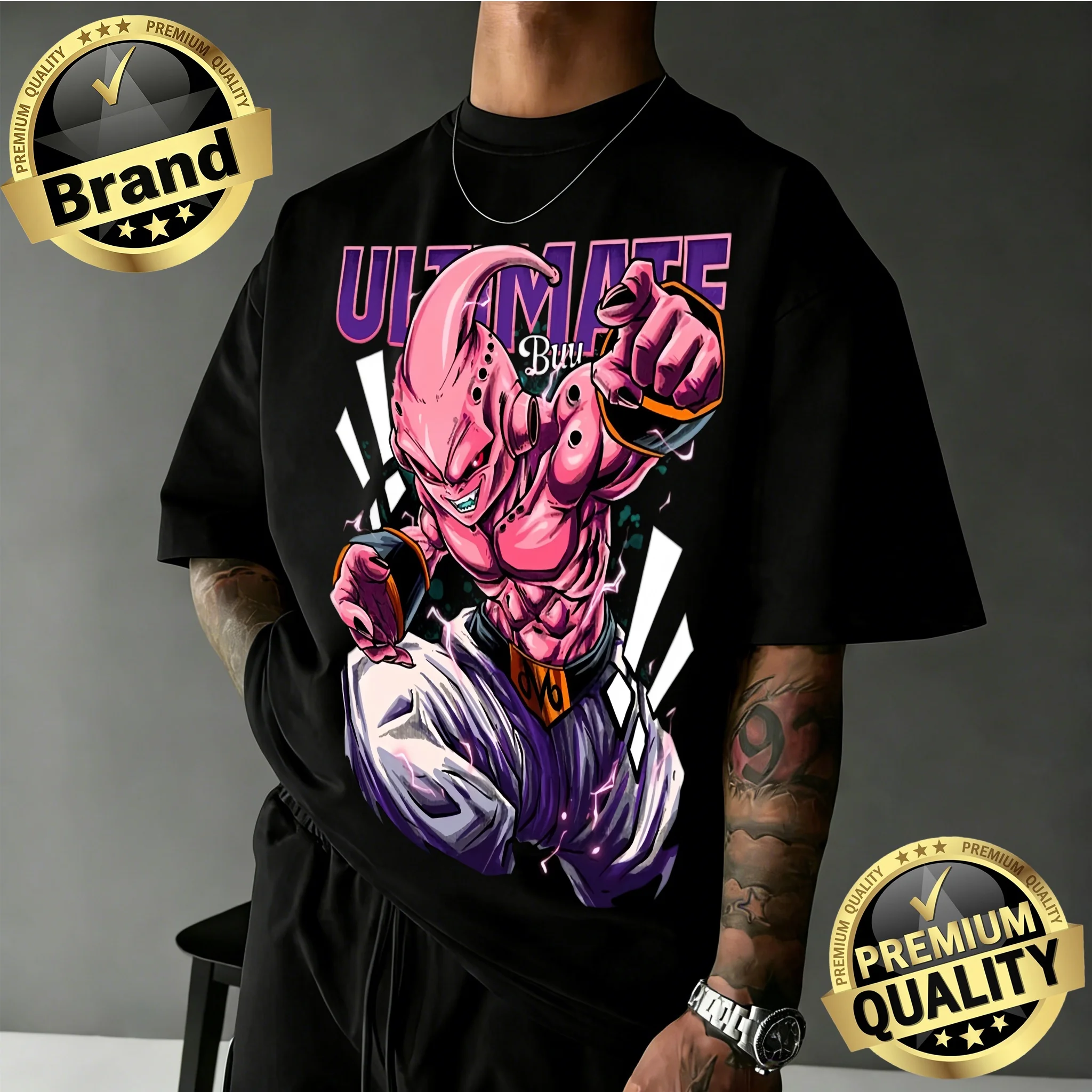2026 Sommer Klassisches Dragon Ball T-Shirt 100% Baumwolle Oversized Majin Buu Print Retro Lässiger Loose Fit Unisex T-Shirt Bequem