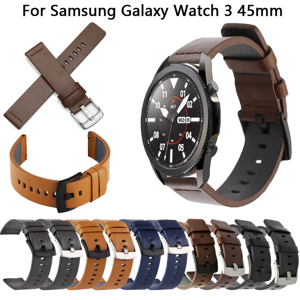 

22mm Starps For Samsung Galaxy Watch 3 45mm Soft Leather Bracelet Smart Band Replacemet Bracelet Watchband For Galaxy Watch 46mm