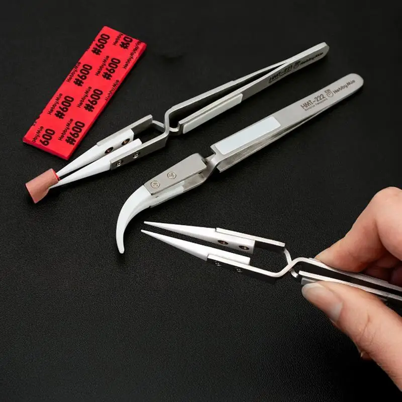 Precision Reverse Action Ceramic Tweezers Straight Curved Tip Model Hobby DIY Craft Assembly Hand Tools