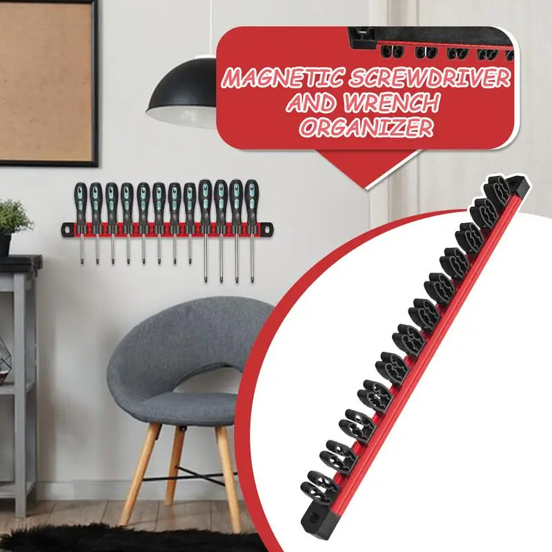 Screwdriver Organizer Magnetic Tool Holder Strip Wrench Organization And Storage Rack for Auto Repair Electricians Carpenters