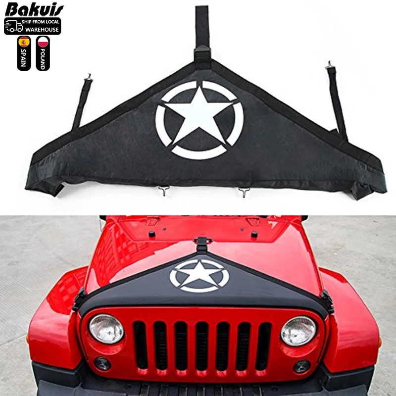 Hood Cover Star USA Flag Engine Cover Head Decoration Canvas for Jeep Wrangler JK Face style Front Hood Protective Bra Cover