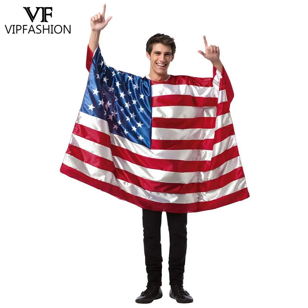 VIP FASHION Independence Day Costume US ES FR Flag Woman Dress Man European Cup Outfit Festival Masquerade Dance Party Clothes