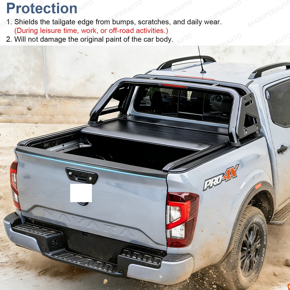 1PC Tailgate Cover For NISSAN NAVARA 2021-2025 NP300 D23 Frontier Rear Protector Trim Guard Matte Black Textured Car Styling Acc