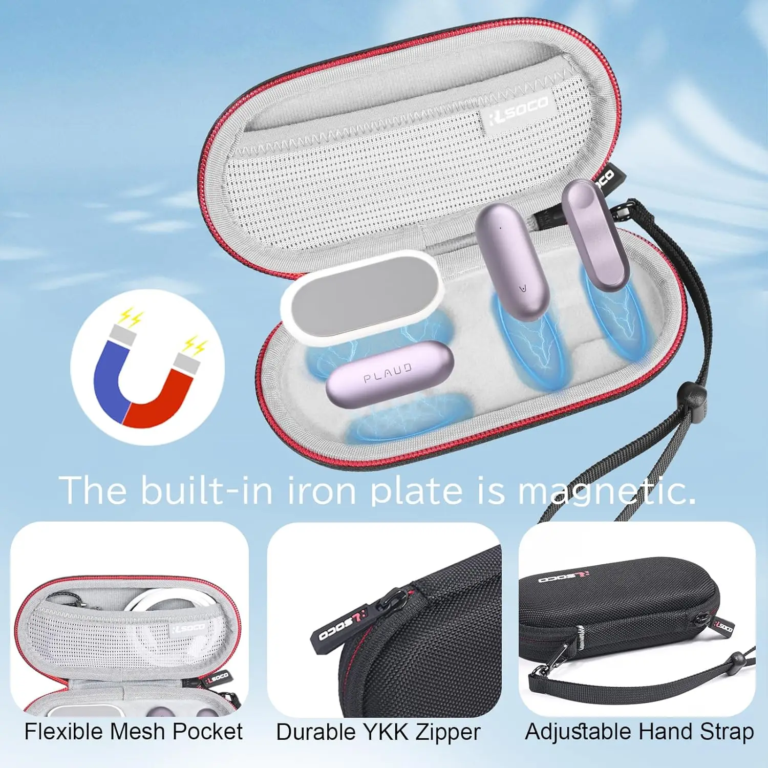 All-in-One Professional Voice Recorder Case for PLAUD NotePin Waterproof Shockproof Hard Shell with Wrist Strap and Storage Box