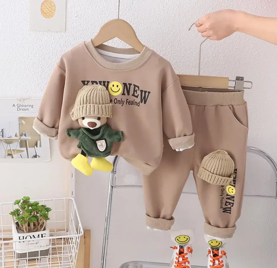 Toddler Boutique Outfits 2024 Spring Autumn Clothes for Baby Kids Sets Cartoon Print O-neck Sweatshirt And Pants Boys Tracksuits