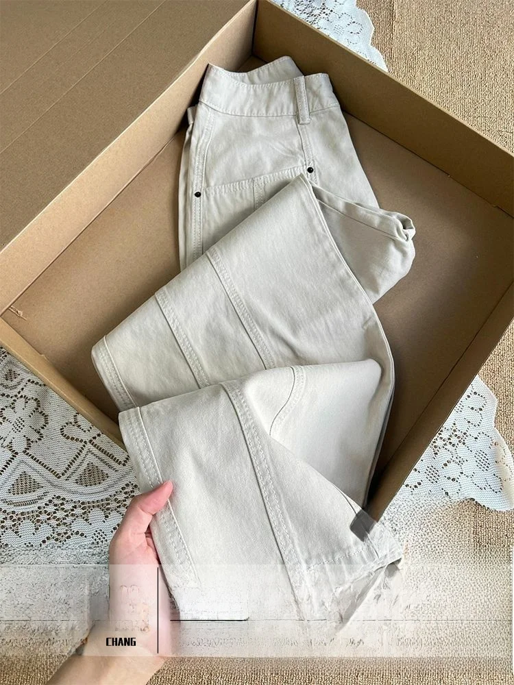 

Женские джинсы с высокой талией, свободного кроя, в винтажном рабочем стиле, осенне-зимние, новые, маленькие размеры, прямые, струящиеся, повседневные брюки