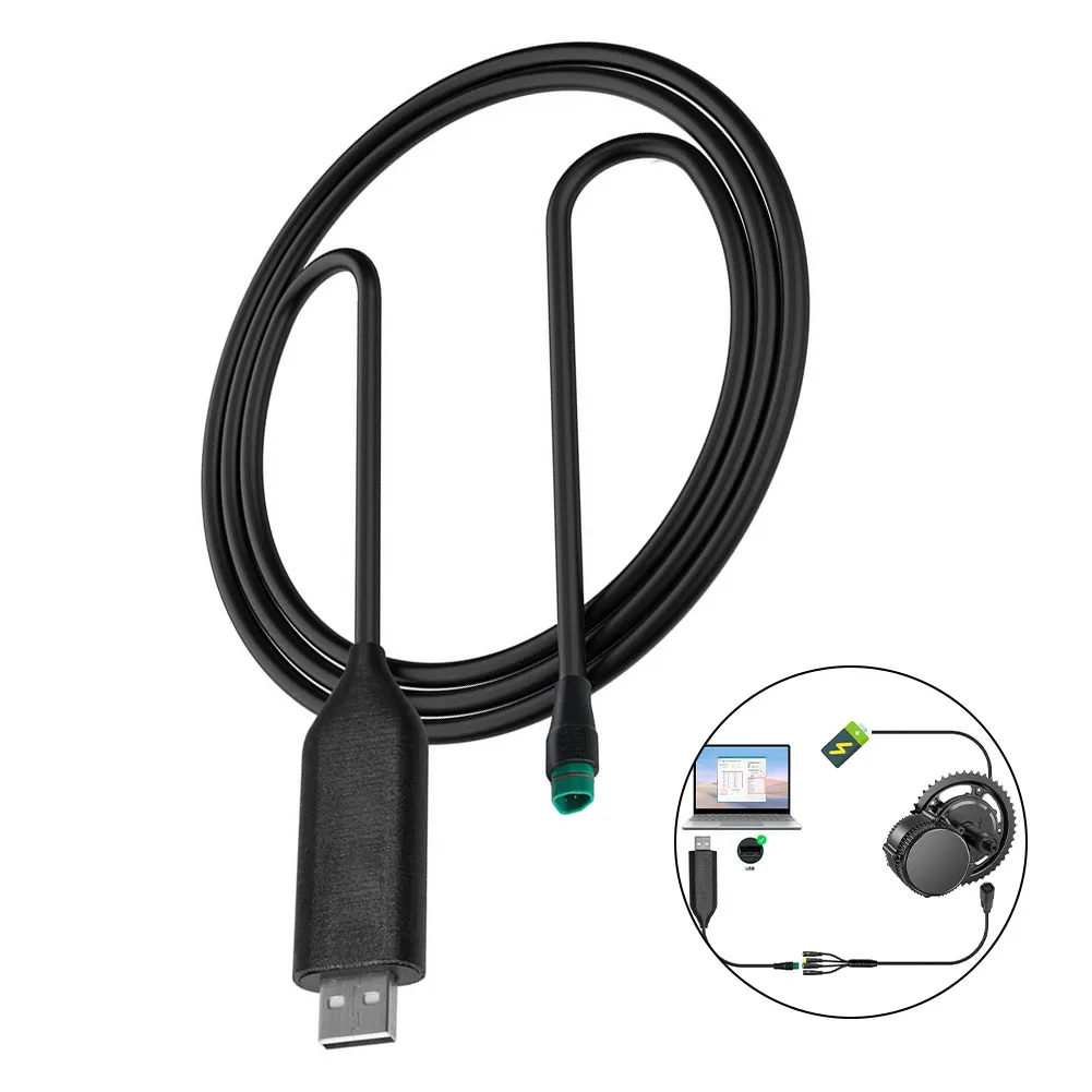 AliExpress For Bafang Mid-Drive Motor CAN Version USB Programming Cable Fit BBS01/BBS02 E-bike 1100mm Length 5Pin Waterproof Connector