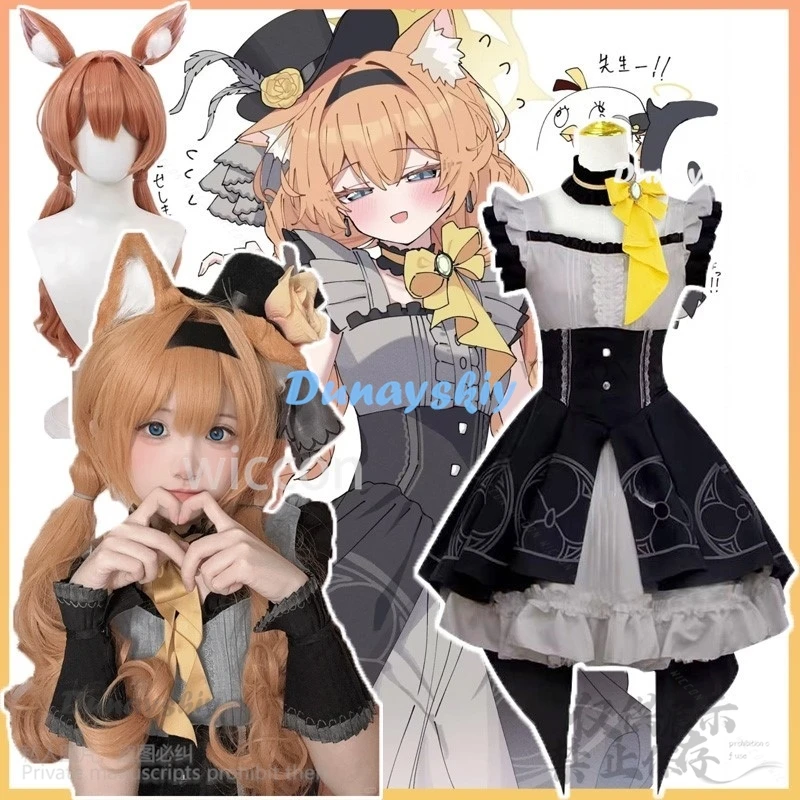 อะนิเมะเกม Blue Archive คอสเพลย์ Iochi Mari เครื่องแต่งกาย Lolita ชุด Furry Cos วิกผม Earwear สําหรับคริสต์มาสฮาโลวีนสาวที่กําหนดเอง