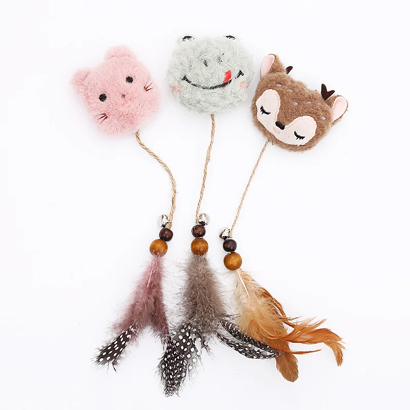 Cat Toy Feather Teaser Cat Toys Interactive Cartoon Plush To