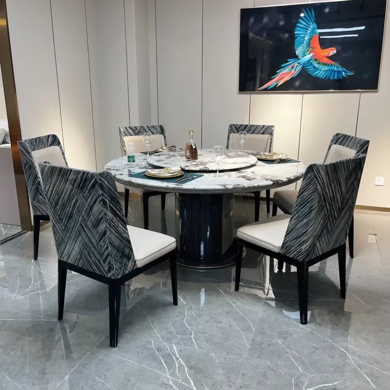 

Modern Marble Tabletop Six-Person Dining Room Table High-End Villa & Hotel Dining Room Furniture