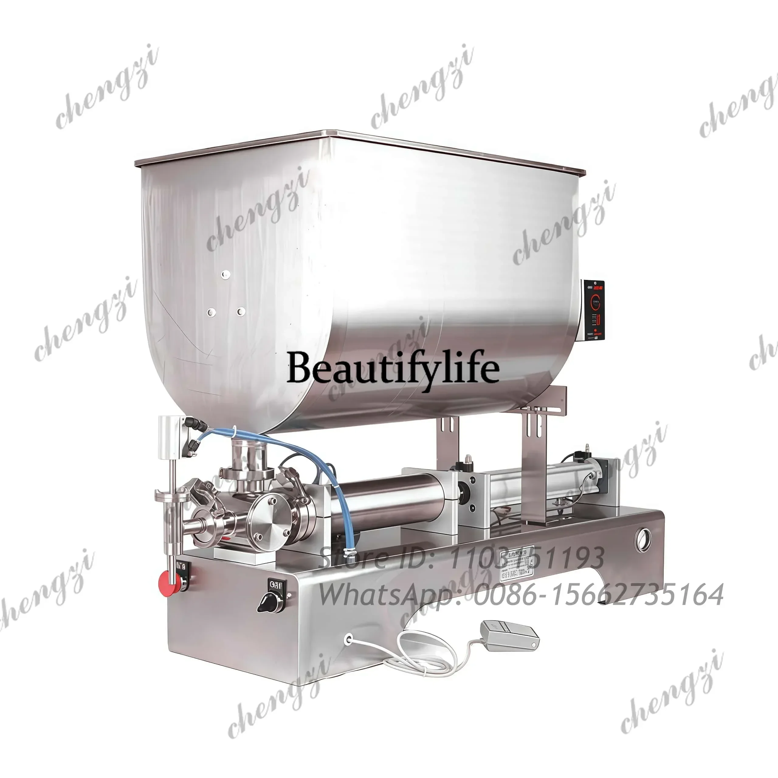 Semi-Auto Horizontal Paste Stirring Filling Machine For Paste Chili Oil Jams Honey Tomato Sauce Cheese Sauce Filling Machine
