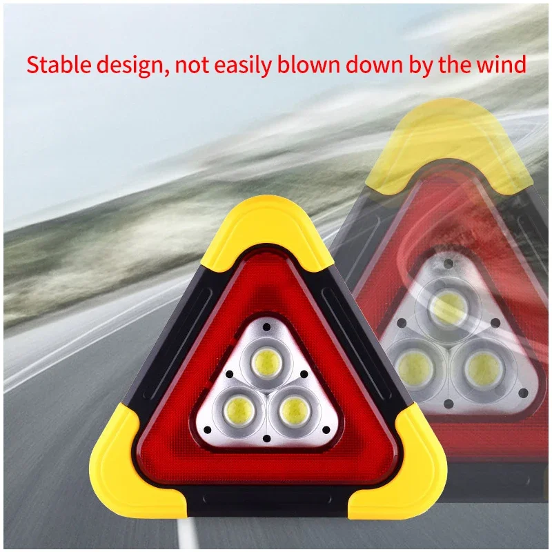 Flashing Emergency Car Red with Led Traffic Triangle Warning Light Road Breakdown Car Tripod Stop Sign Lamp Battery Powered 12v