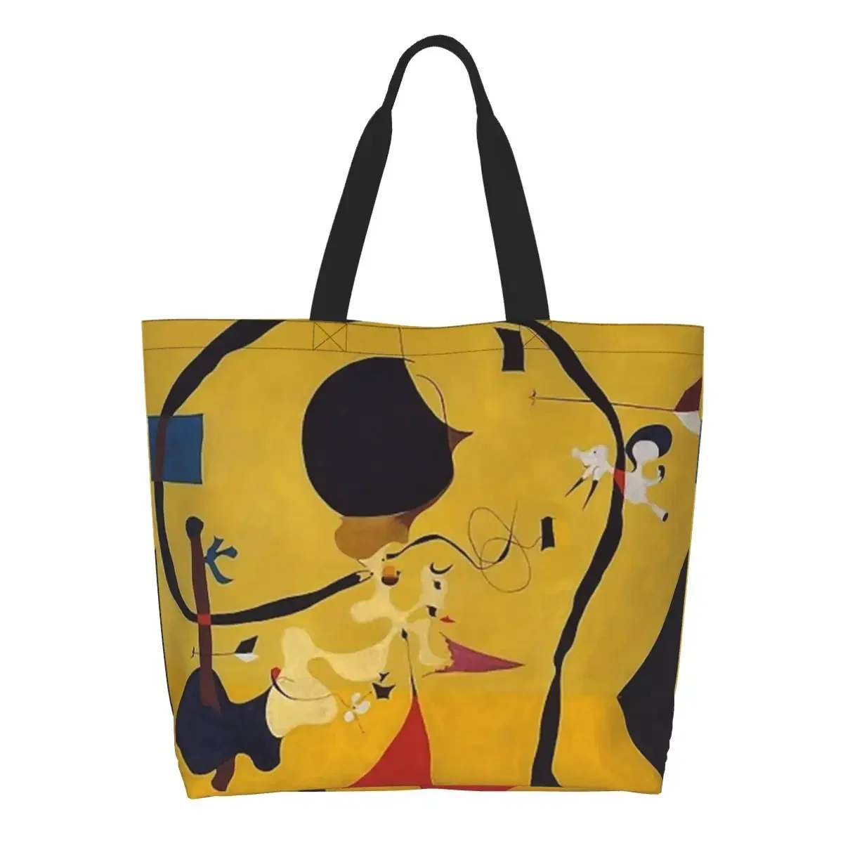 Kawaii Printed Dutch Interior III Painting Tote Shopping Bags Recycling Canvas Shopper Shoulder Joan Miro Abstract Art Handbag