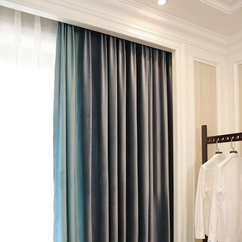 Custom. Xike Liangpin High-end Curtains American Country Style Dutch Velvet Two-tone Splicing Living Room Bedroom High Window Va