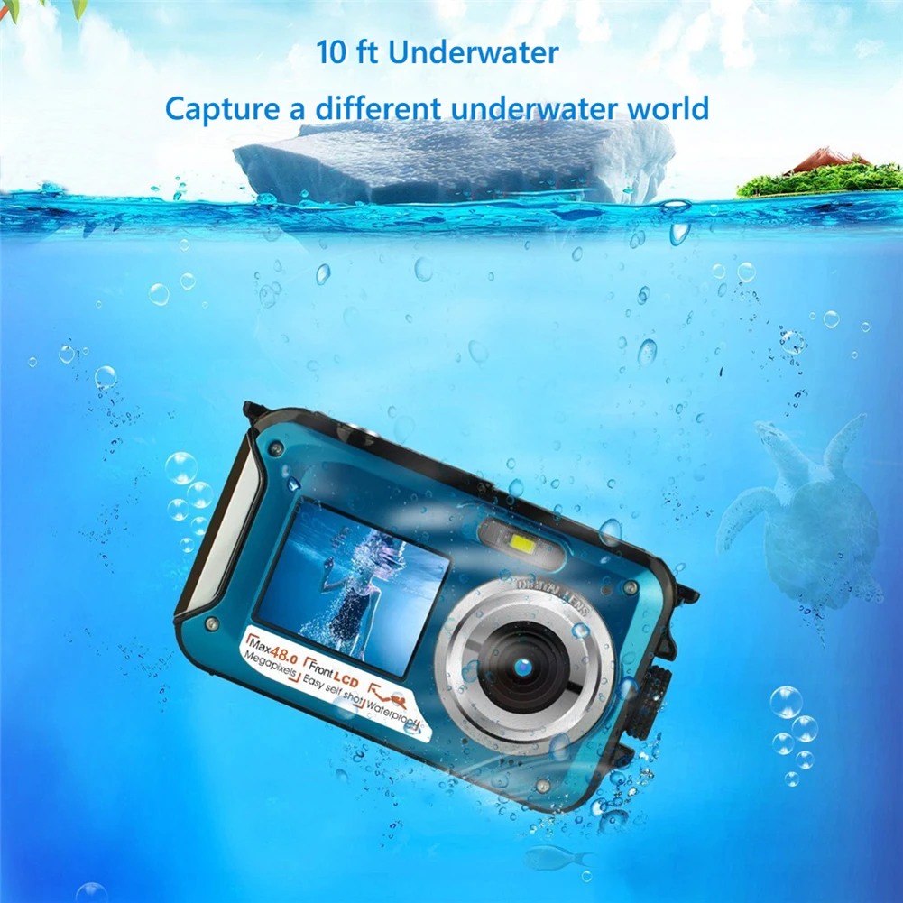 

48MP UHD Video Recorder Waterproof Camera IPS Dual Screen for Snorkeling - Capture Breathtaking Moments!