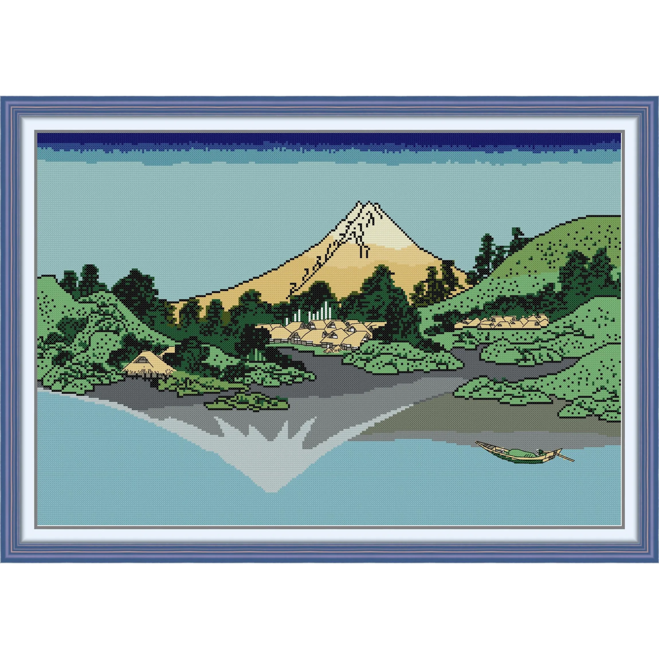 

Soulgift News Набор для вышивки крестом с предварительной печатью, штампованная ткань Аида с нитками DMC, набор для вышивания - Водная поверхность Koshu Sanzaka