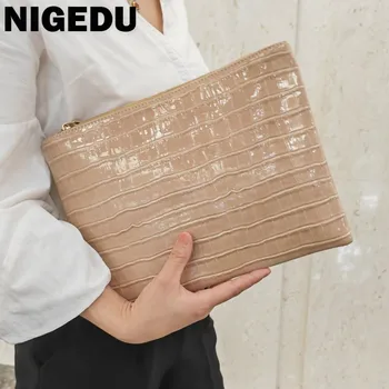 Fashion Crocodile Women Envelope Clutch Bag Ladies Evening Party Large Clutches Handbag…