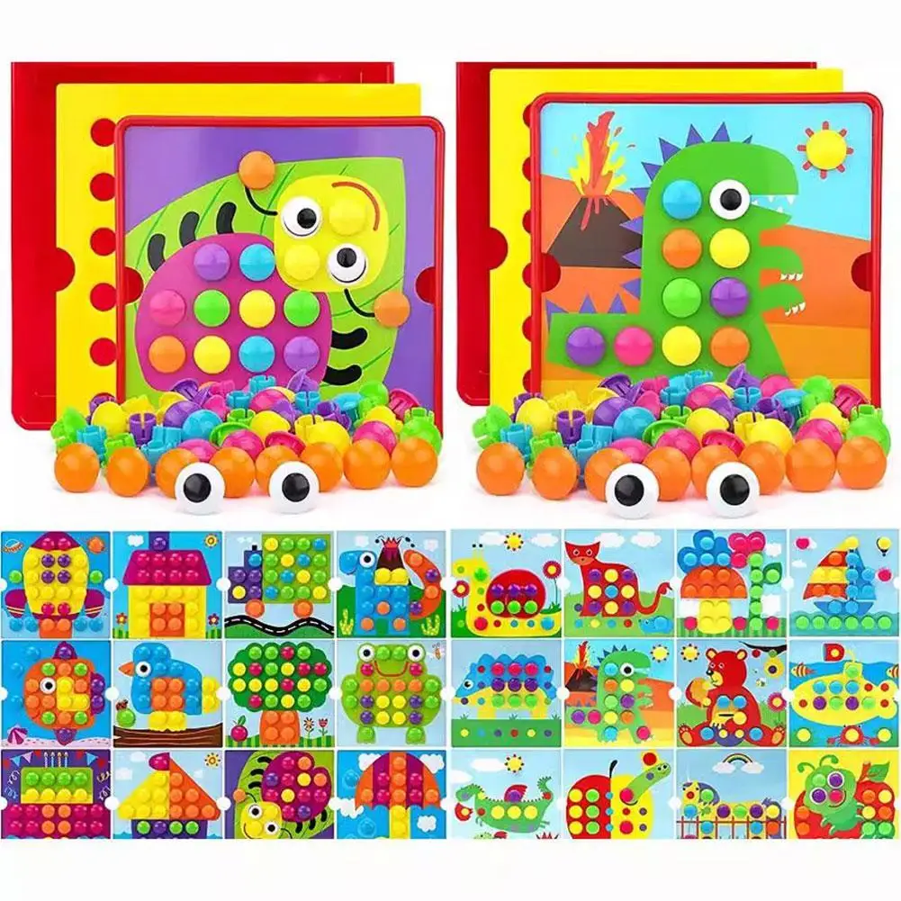 Grzyb paznokieć DIY Cartoon ręcznie robione zabawki zabawki edukacyjne dla dzieci Montessori inteligentna gra logiczna 3D puzzle plansza prezenty