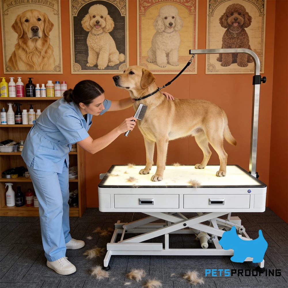 

Прямые продажи с завода: 50-дюймовый LED-стол для груминга собак с электроприводом, гидравлической регулировкой высоты и выдвижным ящиком.