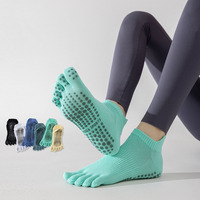 Full Toe Yoga Socks Women Cotton Silicone Non-slip Grip Low-ankle Five Toes Pilates Sock