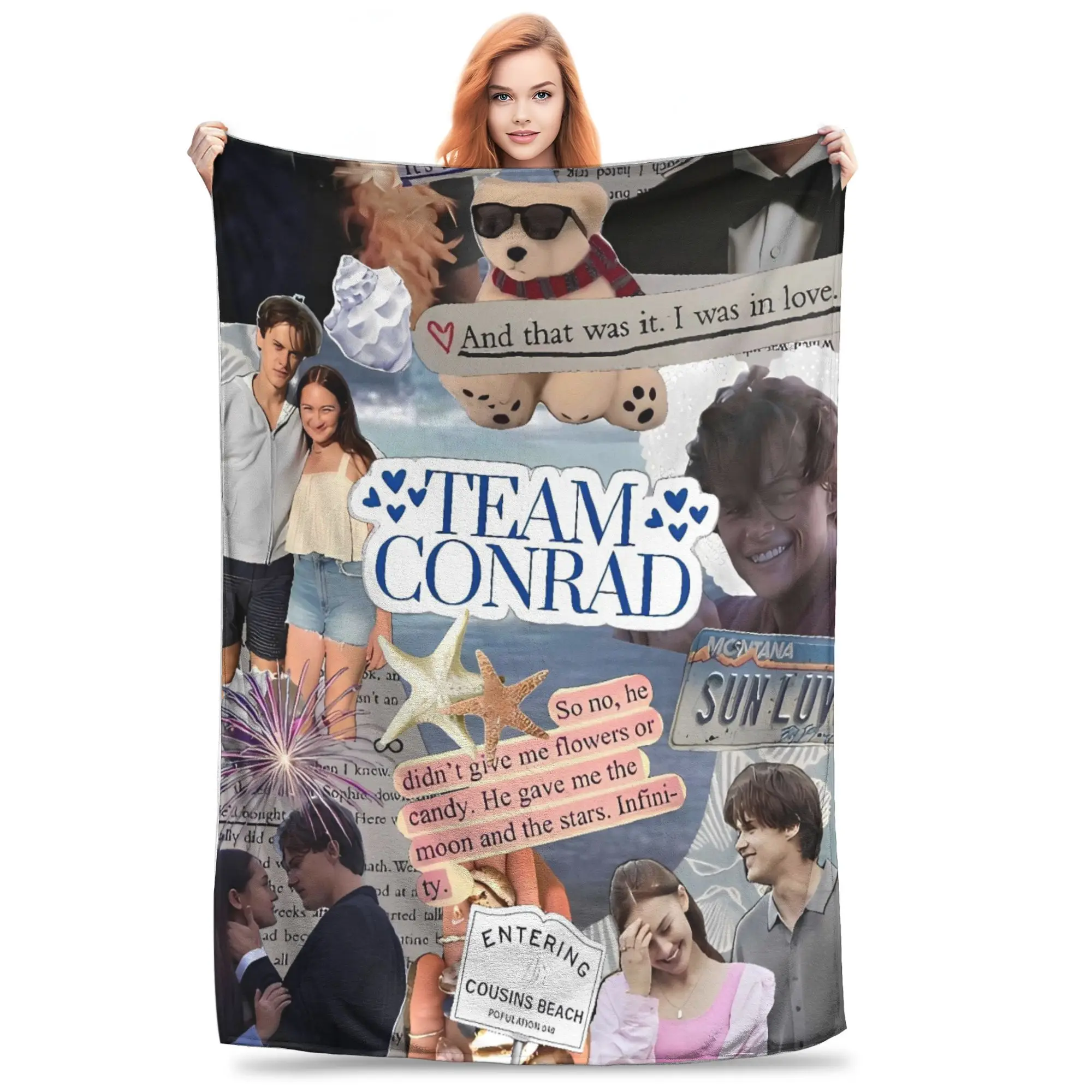 كوزينز فريق الشاطئ كونراد الصيف تحولت بطانية قطيفة جميلة صبي فتاة للأريكة كرسي سوبر دافئ جودة مخصصة المفرش