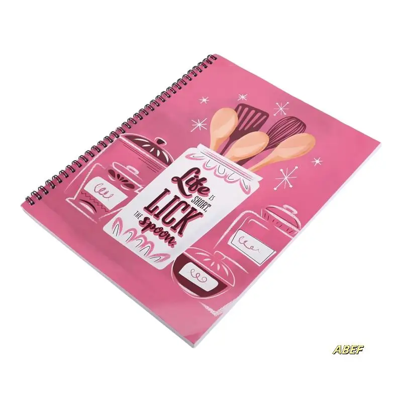 Softcover Lick The Spoon Recipe Spiral Notebook/Jurnal, 120 Halaman Resep, Sampul Laminasi Gloss Tahan Lama