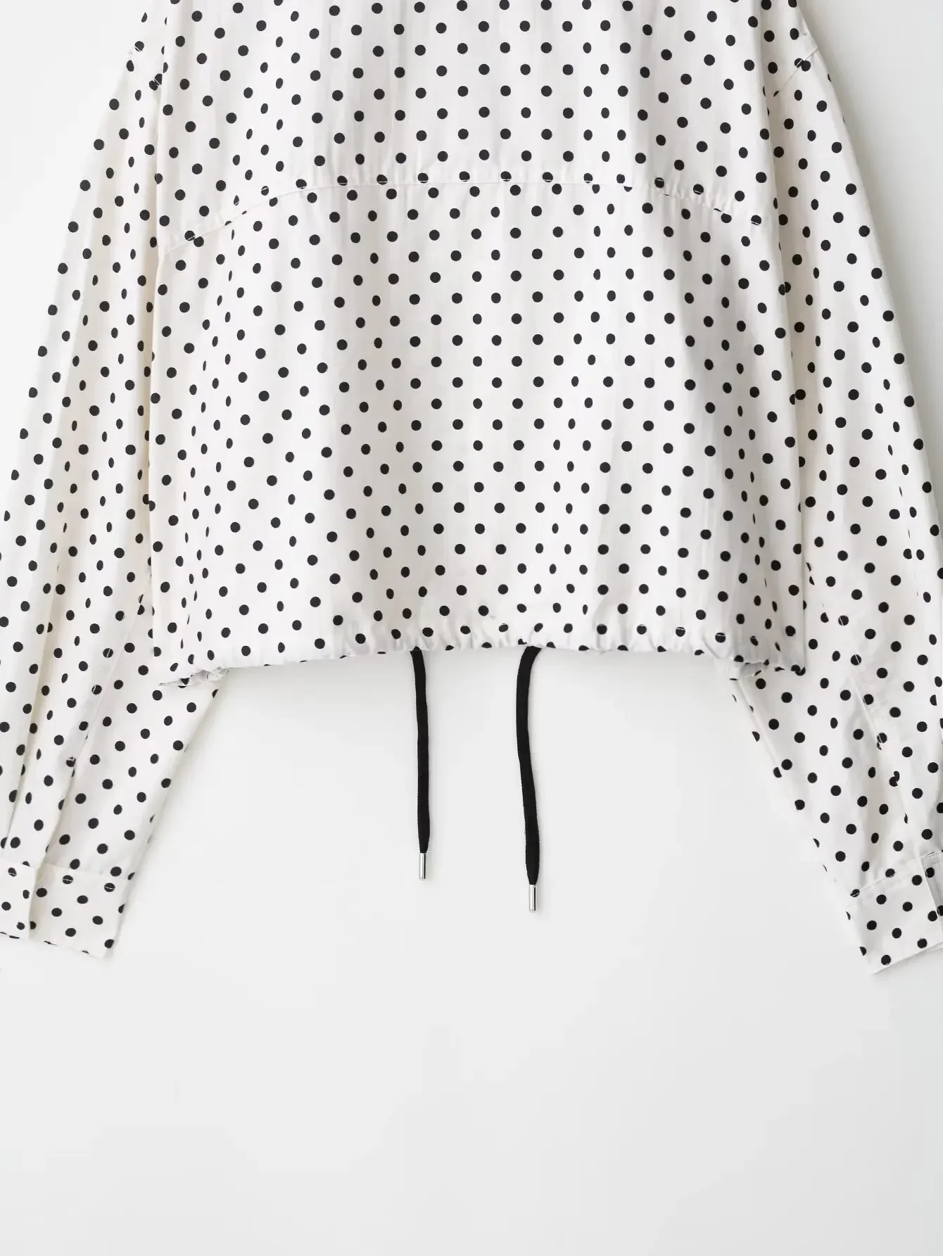 Damen-Set mit Polka Dots, 2-teilig, lässig, Stehkragen, langärmliges Crop-Top und Shorts mit hoher Taille, Outfit, Frühlingsmode, Streetwear – Detail 12
