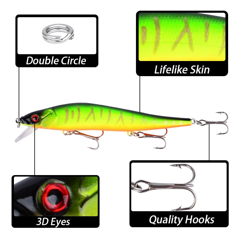Wobler Minnow Crankbait de plástico duro para trucha y lubina - imagen 3