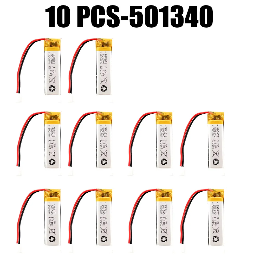 10 Pcs-501340 300mAh 3.7V  Lithium Ion Polymer Batteries for TWS Bluetooth Headset Electric Toothbrush MP4 Medical Devices