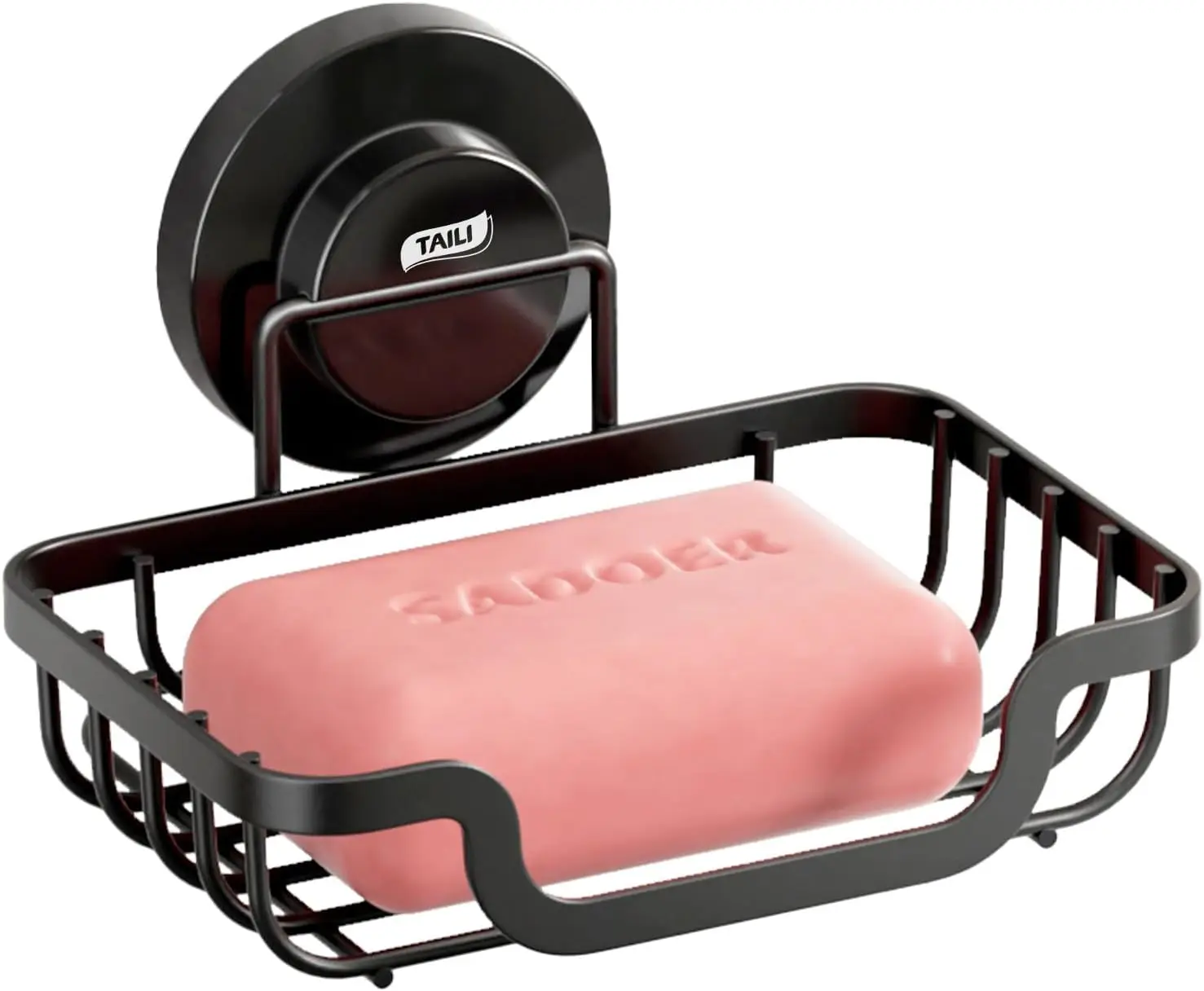 

Stainless Steel Soap Dish with Suction Cup, Rustproof Drainable Shower Soap Holder for Bathroom in Black