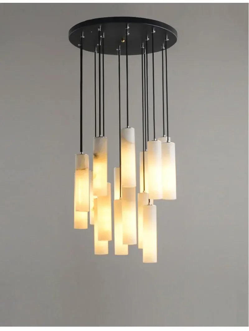 2026 Modern Marble Led Luxury Bedside Hanging Lamp Loft Stairs Lighting Nordic Natural Lights Hall Restaurant E14 Bulb Pendant L