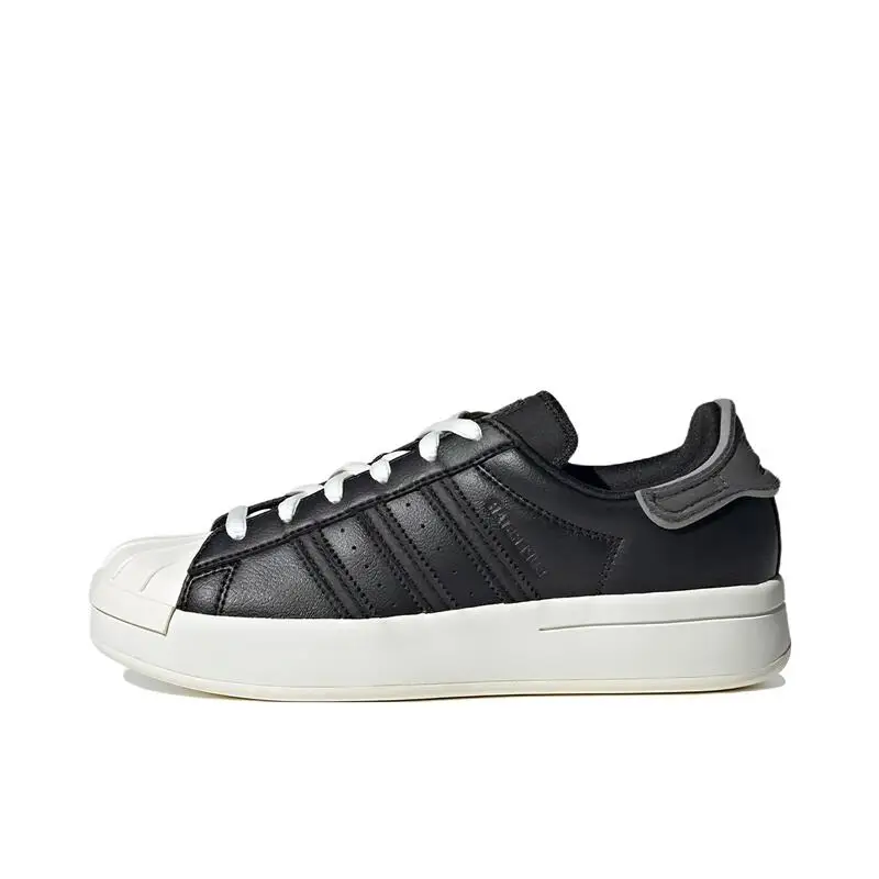 Adidas SUPERSTAR Leather Comfortable, Trendy, Non Slip, Wear-resistant, Lightweight Board Shoes for Both Men and Women in Black