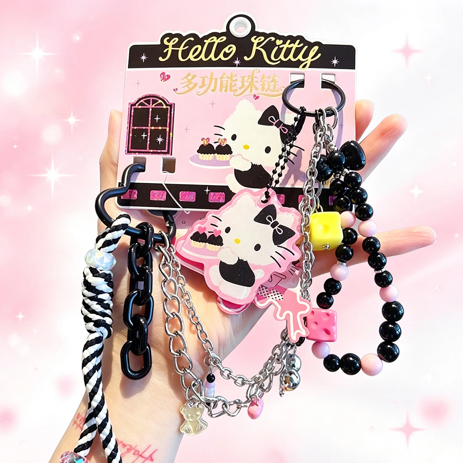 Hello Kitty, My Melody, Cinnamoroll: een sleutelhanger met personages, een sieraad voor je tas, een kleurrijk kralenontwerp, een leuk cadeau voor de feestdagen of een verjaardag, geschikt voor een