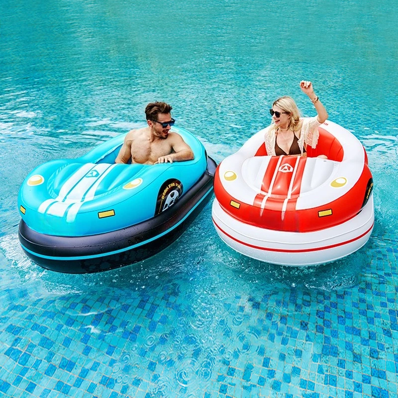Fauteuil gonflable géant en PVC en forme de voiture de course, siège flottant robuste avec volant pour la plage et la piscine