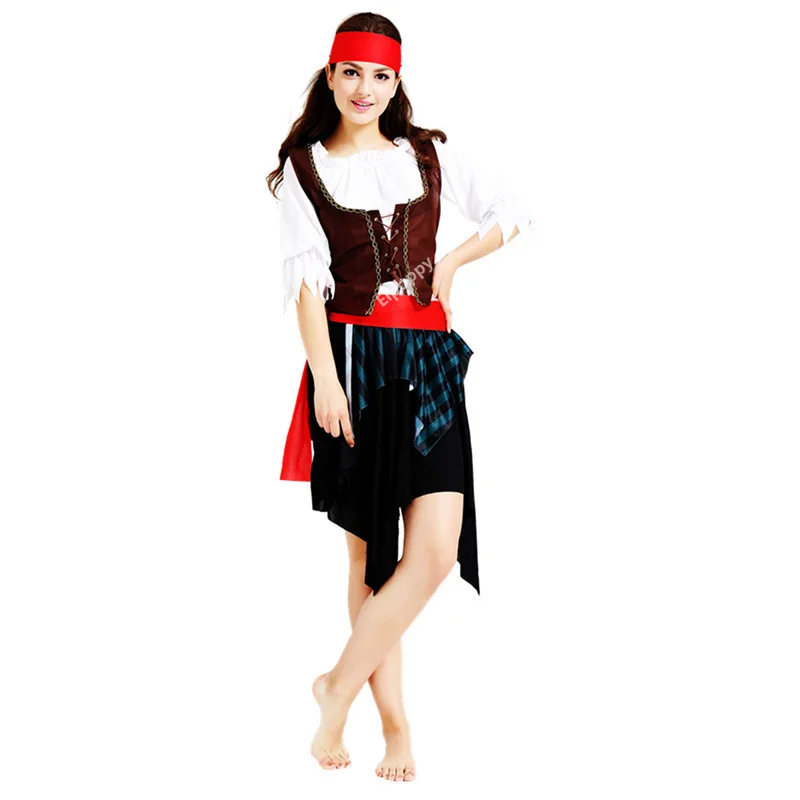 

Halloween Male Captain Jack Sparrow Costume Pirates of the Caribbean Cosplay Clothes Set