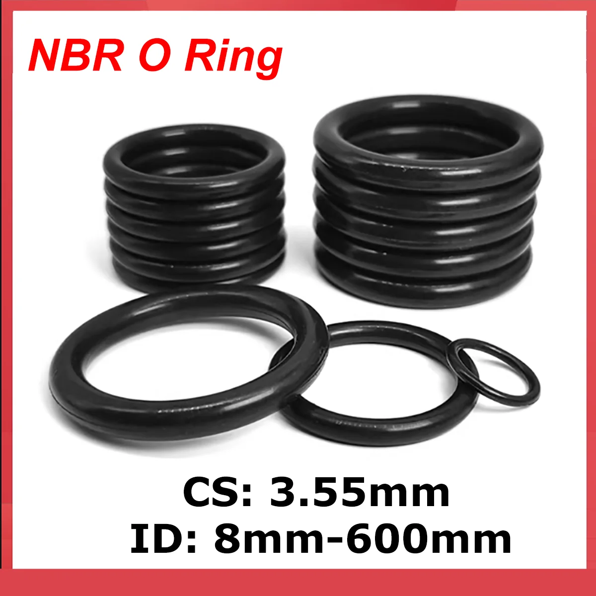 1-20pcs NBR O Ring CS 3.55mm ID 8-600mm Nitrile Rubber O-Ring Seals Washer Sealing Gaskets Oil Resistant High Temperature Oring