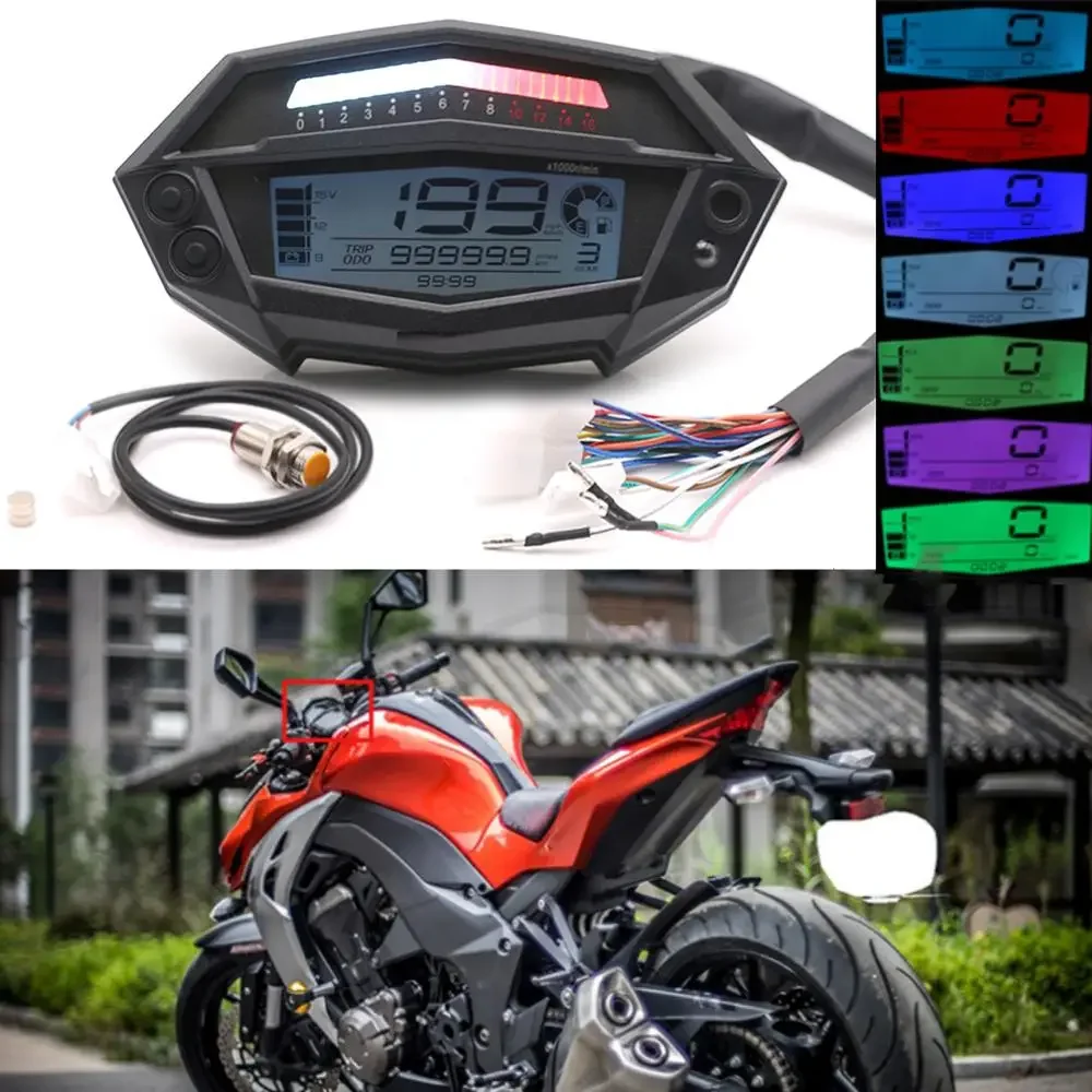 

For Kawasaki Z1000 Motorcycle DC 12V LCD Digital Adjustable Tachometer Speedometer Odometer Fuel Gauge LCD Speedometer Customize