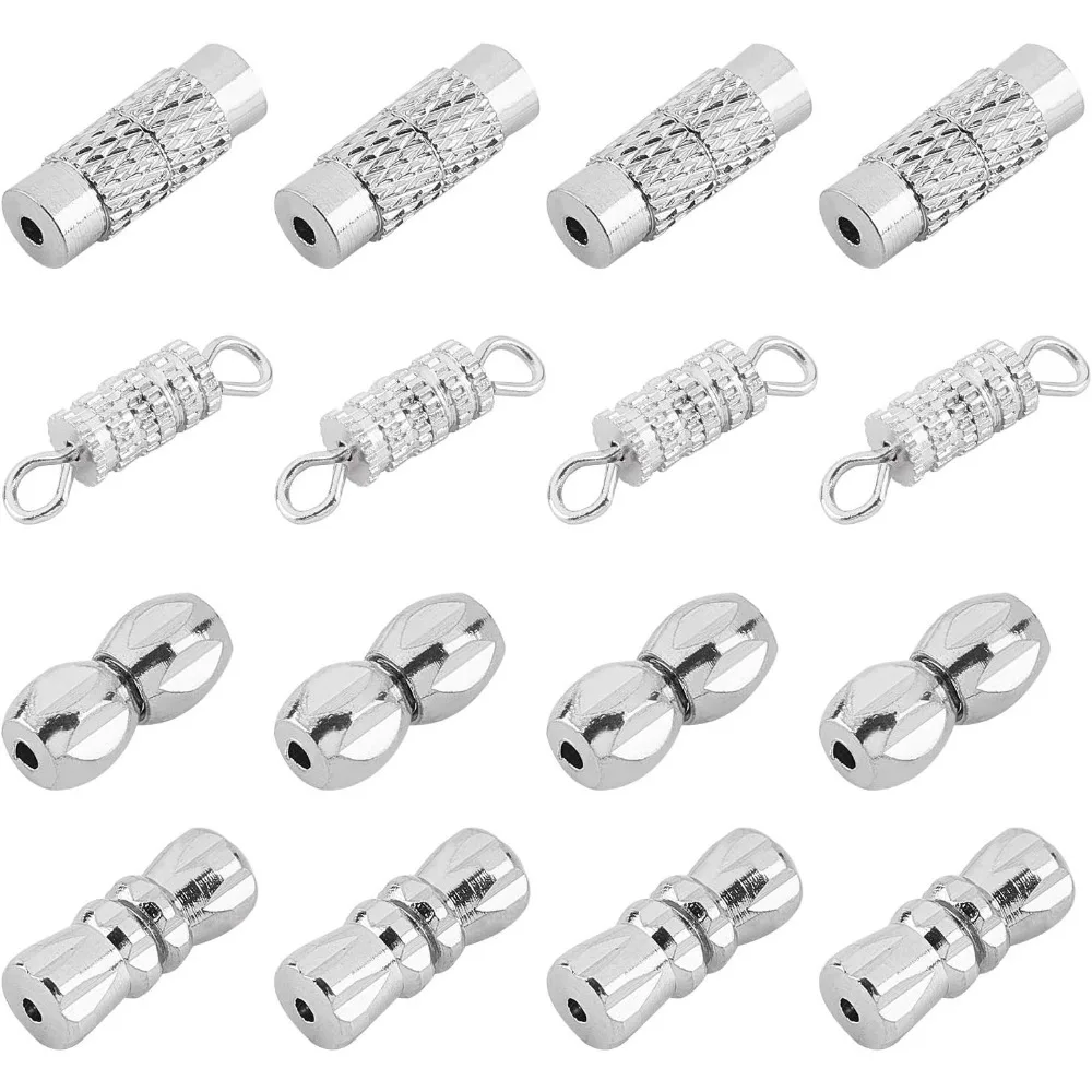 100 Sets 4 Styles Barrel Screw Clasps Jewelry Connector Screw Twist Clasps Brass End Tip Barrel Clasps for Necklace Bracelet