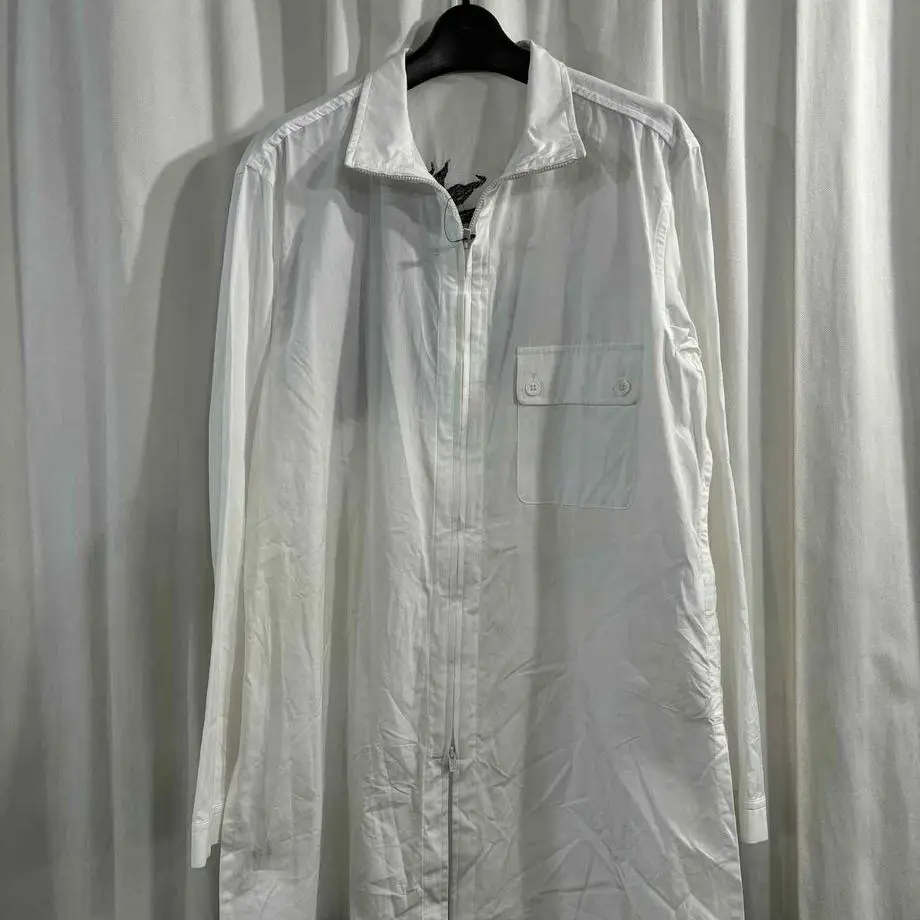 TOP-YAMAMOTO ® Japanese Original Design white pure cotton embroidered shirt Men's Dahlia Limited Edition
