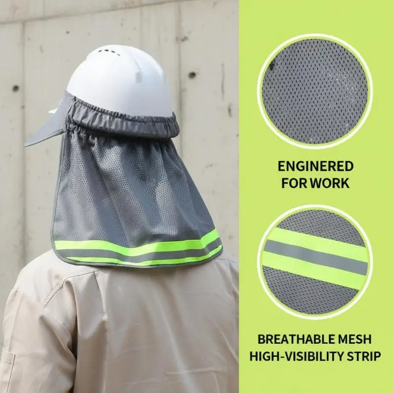 New Reflective Mesh Reflective Cap Breathable Anti-UV Beach Hat Neck Protection Shawl Universal Sunscreen Hat Safety Helmets