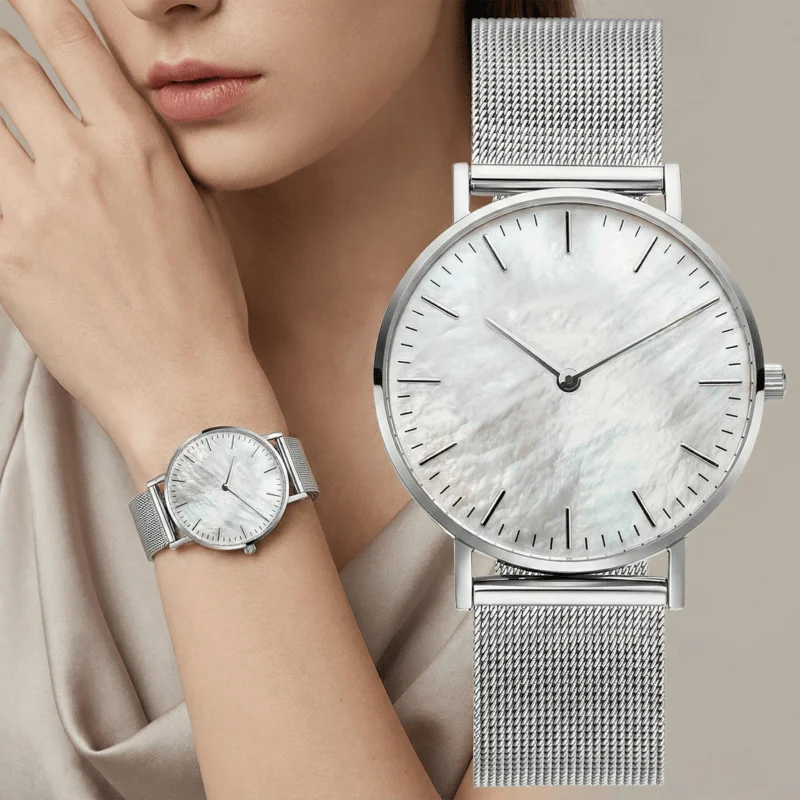 

Минималистичные женские часы, роскошные кварцевые часы с металлическим сетчатым ремешком для женщин, модные ультратонкие женские наручные часы, reloj mujer