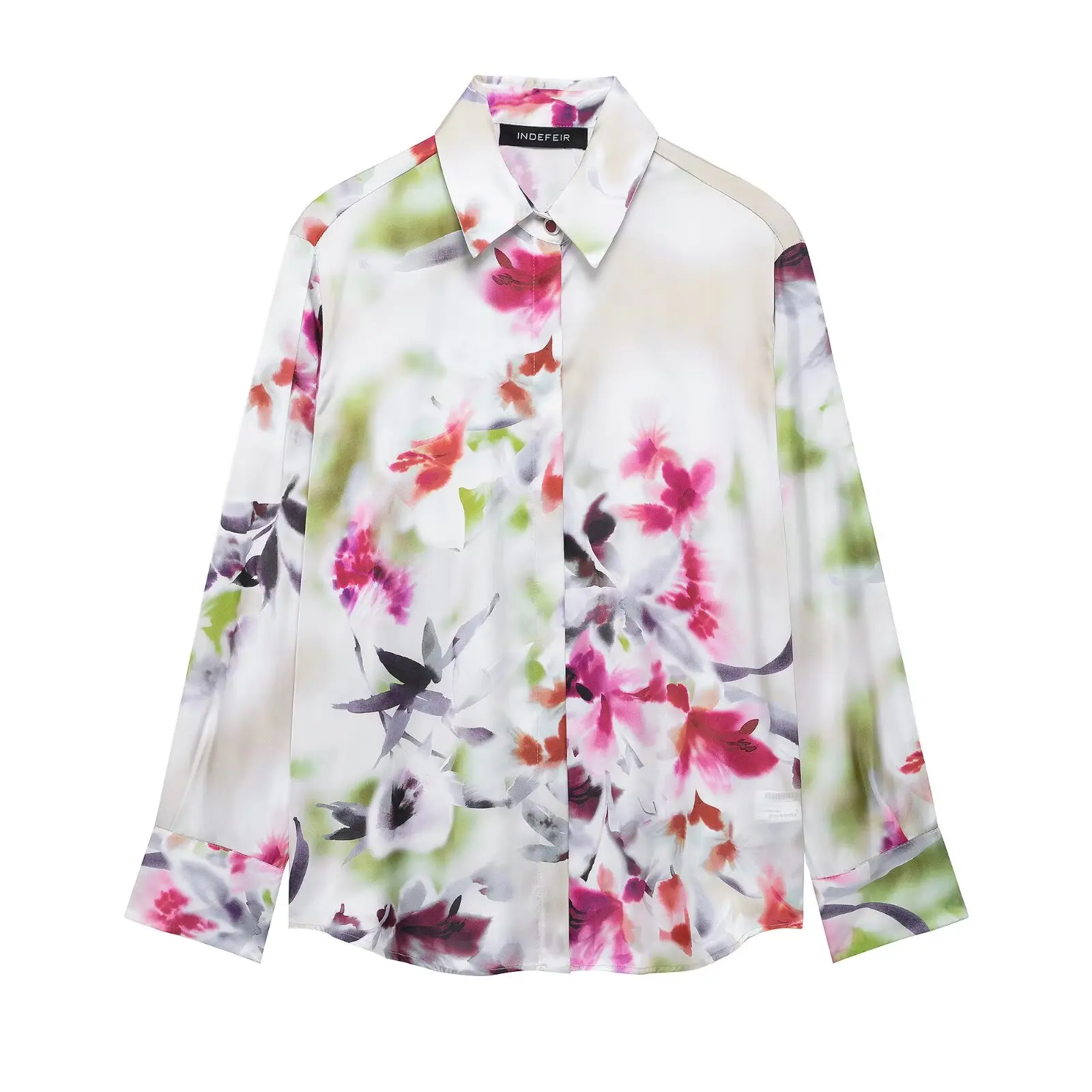 

Rindu TRAF 2025 Women's Floral Print Satin Shirt Top Shirts & Blouses Clothes Clothing Long Sleeve Sales Elegant Blouse Luxury