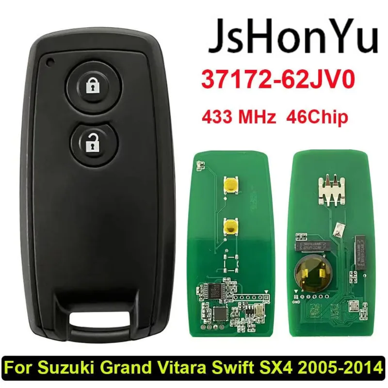 

JsHonYu 37172-64J00 434MHz ID46 Chip Remote Key for Suzuki SX4 Grand Vitara 2007-2012 2 Button Keyless Entry Control Fob