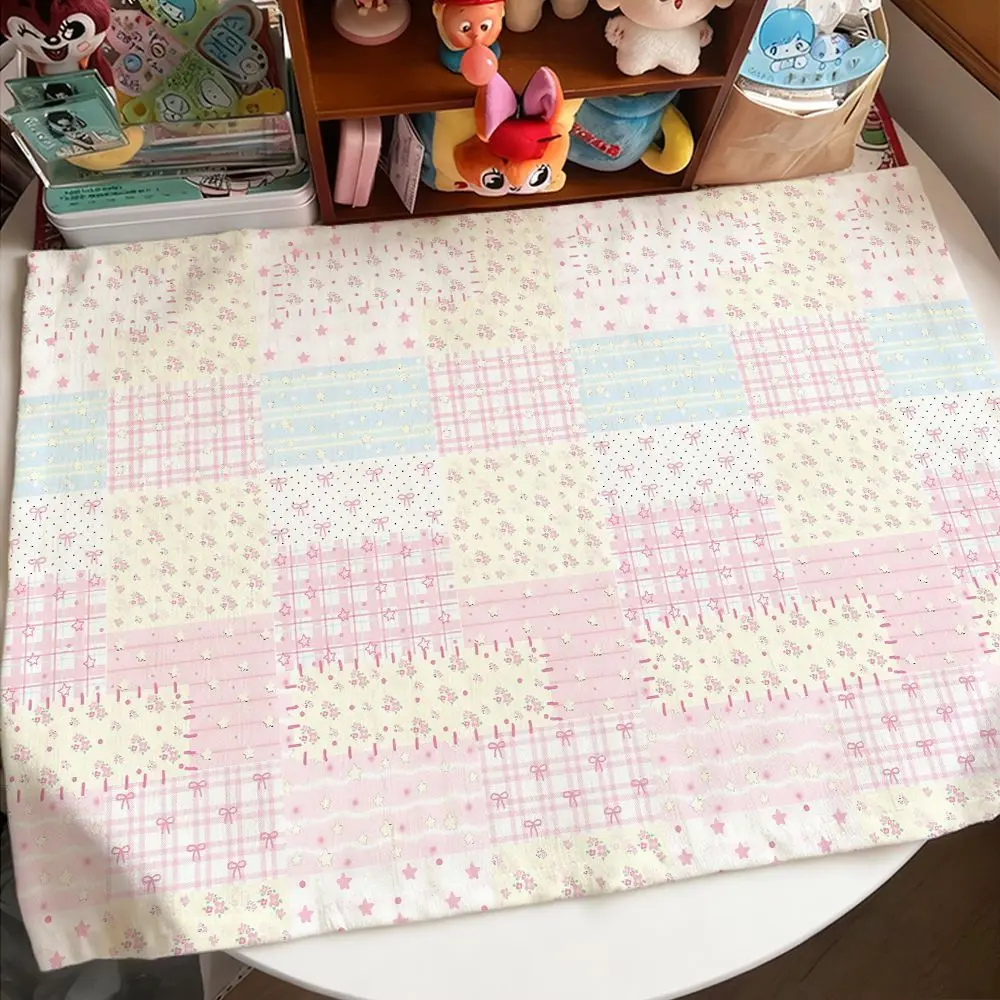 Modern Minimalist Floral Cotton Linen Tablecloth Bedroom Decorative Star Splicing Dustproof Non-Slip Rectangle Table Pad