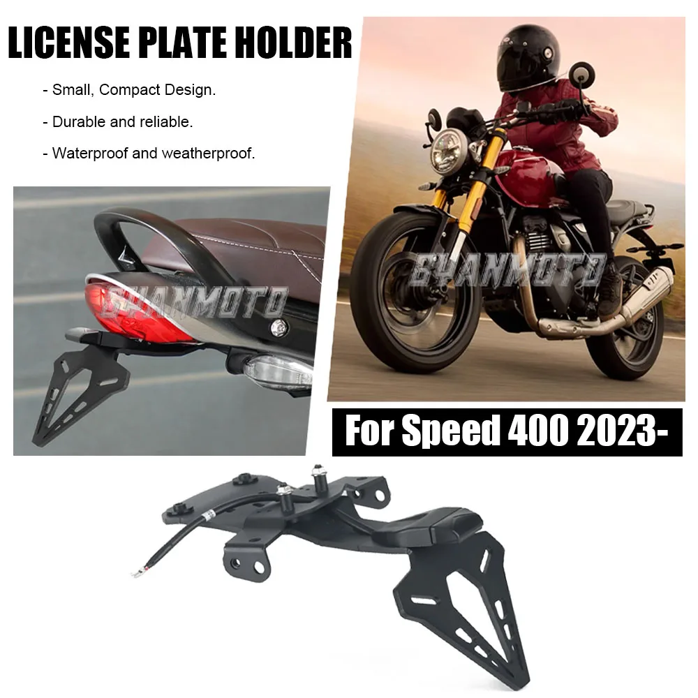 Motorcycle Rear Short Tail Stock Tidy License Plate Holder Tailstock Bracket With LED Light For Speed 400 Speed400 2023-UP 2024