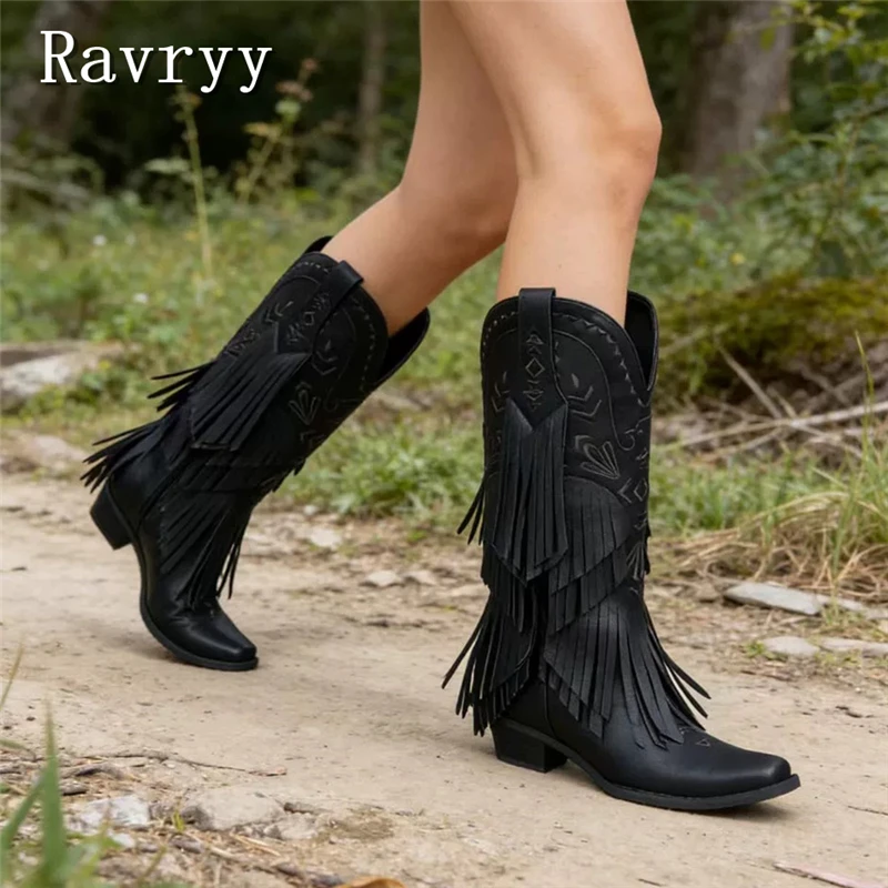 Women Black Tassel Western Cow - Embroidery Yes recension och pris