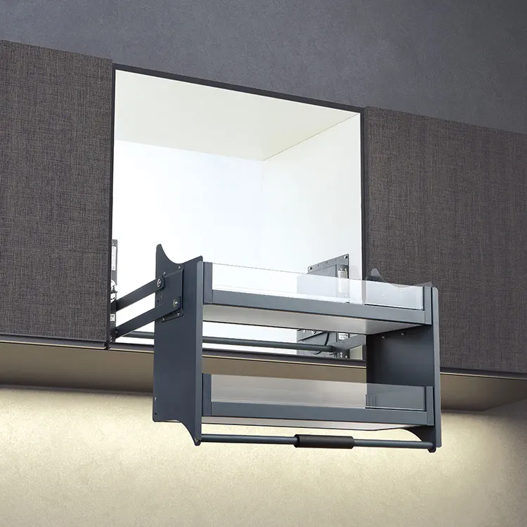 سلة رفع المطبخ سحب أسفل أرفف أسلاك الفولاذ خزائن الحائط رفع رف الأطباق الأجهزة رفع خزانة مخفية هيدروليكية #6