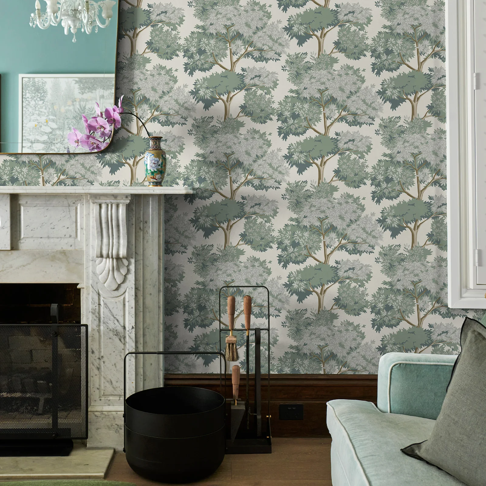 

Green Forest Peel And Stick Wallpaper Chic Trees Self Adhesive Home Decoration For Living Room Nursery Room Bathroom