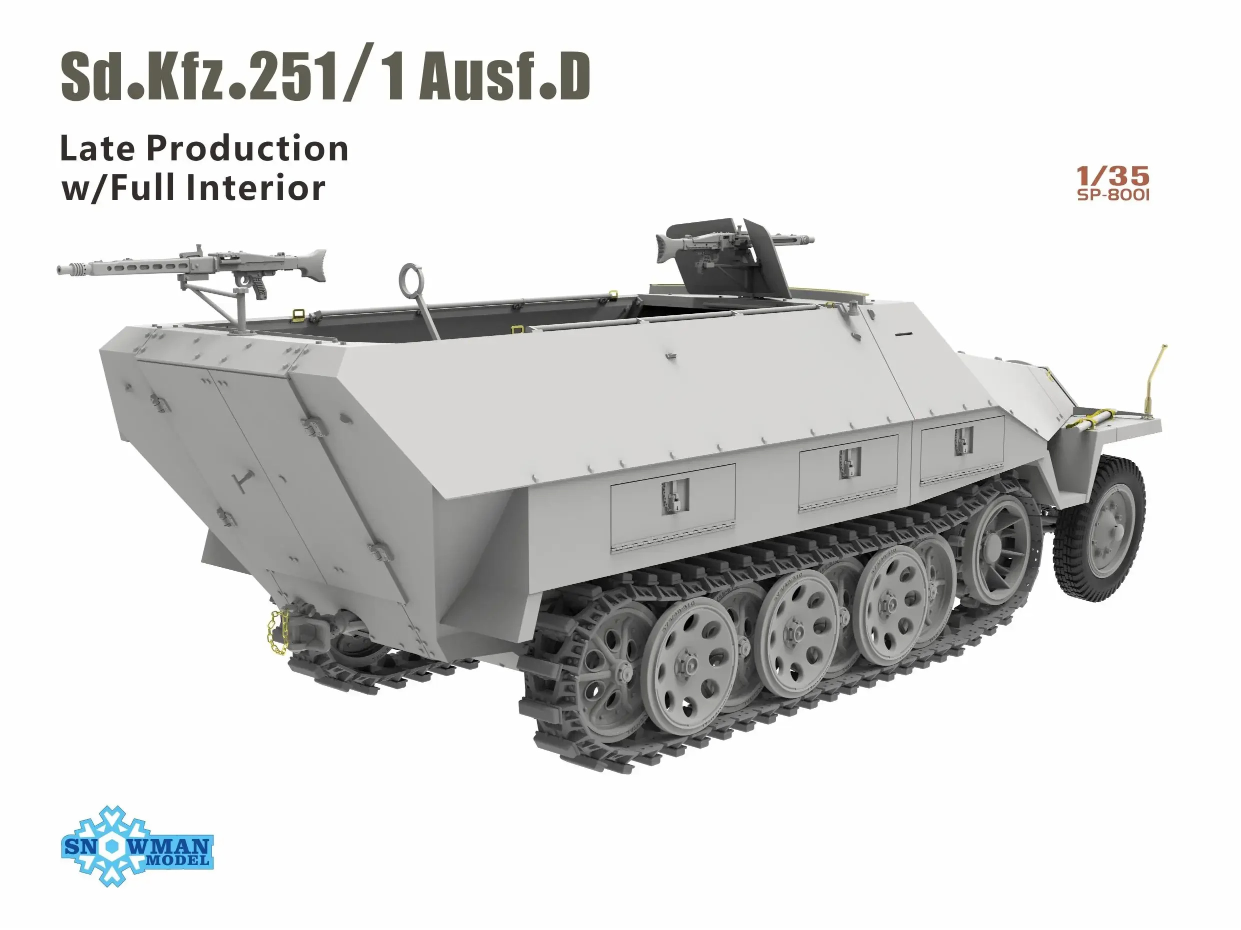 SNOWMAN SP-8001 1/35 German Sd Kfz.251/1 D-type Half Tracked Armored Personnel Carrier, Later Stage Fully Internal Structure